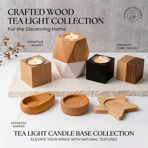 Vietnam WeWood Wholesale Crafted Wood Tea <b>Light</b> Candle Holder Geometric <b>Cube</b> Timber Candle Stand Decorative Votive Base - Product Image 1
