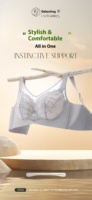 3506 # femmes grande taille soutien-gorge sans fil confortable doux pour la peau dentelle décoration bretelles réglables motif solide respirant
