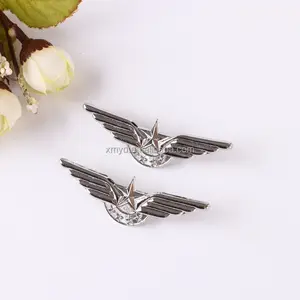 Factory Custom Metal Badge Pilot Captain Lapel Pin Hat Badge Brooch Wing Lapel Pin Badge For Uniform