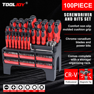 100 Pcs High Quality Stainless Steel Magnetic <b>Screwdriver</b> Set Manual OEM Family Combination Suit with <b>Holder</b> Rack - Product Image 3