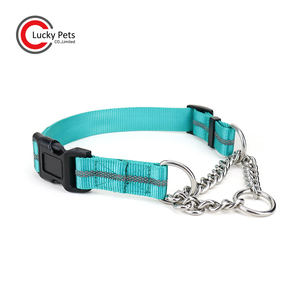 Zware Reflecterende Nylon Slip Pet Kraag Verstelbare Roestvrijstalen Ketting <span class=keywords><strong>Martingale</strong></span> Hondenhalsband - Product Image 3
