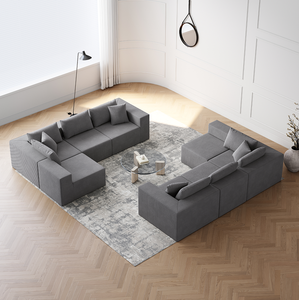 Canapé modulaire en velours côtelé de 188 pouces en forme de L, ensemble de canapés de luxe pour le sol, meubles d'intérieur rembourrés - Product Image 6