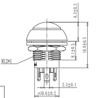 Interrupteur à bouton-poussoir momentané TOOWEI étanche IP67 1NO 1NC 4 broches 12 mm