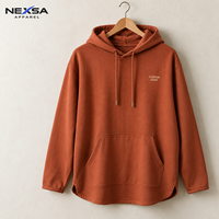 Sweat-shirt décontracté pour homme OEM ODM avec ourlet incurvé, logo personnalisé, fentes latérales, épaules tombantes, poche kangourou, marque privée