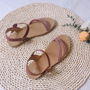 Verano pu cuero zapatos planos sandalias para mujer Sandalias planas de diamantes - Product Image 5