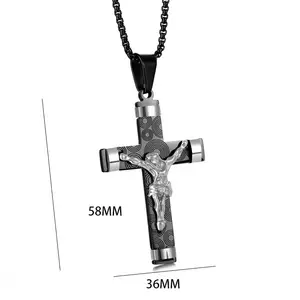 Vaterunser Bibelvers Jesus Kruzifix Glaube bestes religiöses Kreuz Pvd Edelstahl Anhänger feine Mode Schmuck-Halsketten