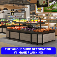 Custom Metaal En Hout Fruit Groente Tray Supermarkt Rack Display Stand Voor Winkel Fruit Display