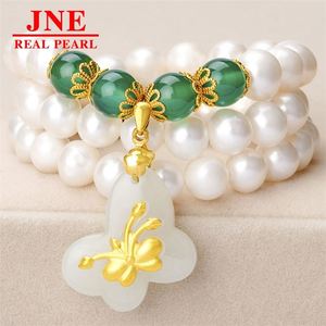 Natural Pearl Necklace Chalcedony Beads Hetian Gold Butterfly Pearl Necklace Mother's Gift for <strong>Elders</strong> Mother's Day - Product Image 2