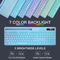 Teclado Inalámbrico OEM Silencioso de 114 Teclas con Retroiluminación RGB de 2.4G, Soporte para Teléfono, Batería Recargable, Teclas Multimedia para IOS, Windows, PC, Azul