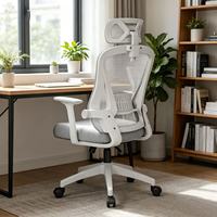 Chaise de bureau pivotante de style moderne et confortable, base en nylon, dossier en plastique blanc, personnalisable et réglable