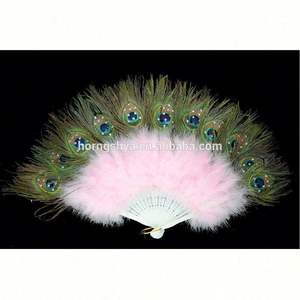 Abanico <span class=keywords><strong>de</strong></span> mano plegable <span class=keywords><strong>de</strong></span> plumas <span class=keywords><strong>de</strong></span> pavo real grande HS para mujer, accesorio para fiesta <span class=keywords><strong>de</strong></span> té, baile <span class=keywords><strong>de</strong></span> vacaciones, decoración nupcial para boda - Product Image 2