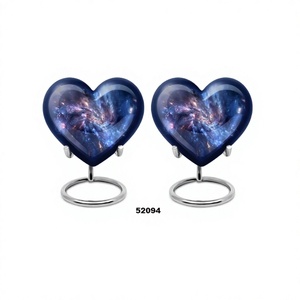 Urne commémorative de crémation de coeur de galaxie bleue de vente chaude pour l'urne funéraire décorative de souvenir de cendres humaines avec le support et le sac libre - Product Image 1