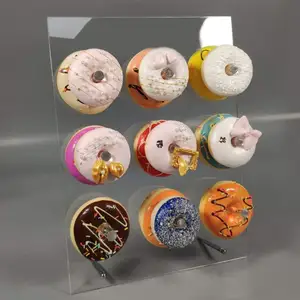 9 기둥 투명 아크릴 재사용 가능한 아크릴 도넛 스탠드 아크릴 투명 수제 도넛 벽