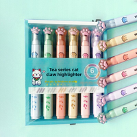 Offre Spéciale – Lot de 6 Stylos Surligneurs Mignons Patte de Chat – Marqueurs Artistiques – Fournitures Scolaires