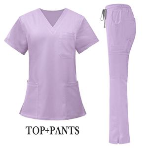 Fabbrica su misura in poliestere Spandex scrub uniformi medicali top e pantaloni traspiranti uniformi da cura delle donne ospedaliere - Product Image 6