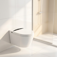 WC intelligent allongé de luxe mural avec chasse d'eau électrique par gravité, siège chauffant et télécommande incluse