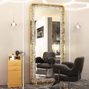 Espejo de peluquería con luz LED tricolor personalizada, espejo de pared para peluquerías, para cortes de pelo y permanentes. - Product Image 1