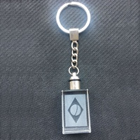 Porte-clés de voiture personnalisé en verre et cristal avec lumière LED rectangulaire 3D, logo du drapeau du Brésil imprimé UV, gravé au laser