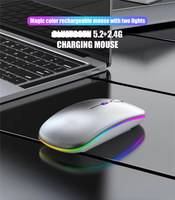 Mouse Nirkabel Berkualitas Tinggi 2.4GHz Mouse Nirkabel BT Nyaman untuk Bekerja Mouse LED Isi Ulang Portabel untuk Rumah Kantor