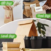 Sac en papier kraft recyclable personnalisé avec fond SOS/basculant pour plats à emporter, mariages, fêtes, sucre et pizza - Cadeau écologique