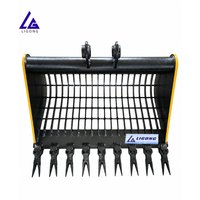 Godet de criblage Riddle 48'' (1000 mm) avec espacement des grilles de 100 mm, capacité 0,8 m³, godet squelette pour criblage de terre avec coupleur S60 S70 pour pelle hydraulique de 20 tonnes
