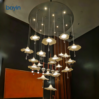 Lustre en céramique de luxe en forme de champignon, luminaire suspendu décoratif blanc pour la maison, l'hôtel, le restaurant, la décoration de hall