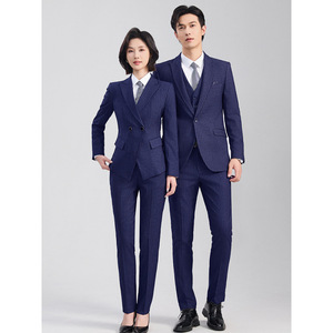 Striped Suit Set Three Piece Business Formal Wear For Men Work Uniform Anti-Wrinkle Worsted Fabric Adult Size - Product Image 3