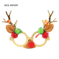 Lunettes de Noël style bois de cerf rouges, décoration de fête de Noël pour couples et enfants, monture de lunettes de Noël