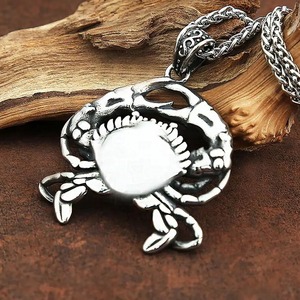 Collar con colgante de cangrejo plateado yunnique, joyería vikinga de acero inoxidable para hombre, cadena con colgante de diseño de animales en 3D, 60cm - Product Image 3