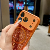 Coque Magnétique de Gros pour iPhone 18 Pro Max 17 16 15, Étui de Protection Antichoc Scintillant avec Strass Brillants