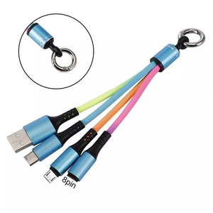 Câble de charge rapide 3 en 1 Micro <span class=keywords><strong>Usb</strong></span> Type C Portable <span class=keywords><strong>Multi</strong></span> porte-clés câble de données court - Product Image 4