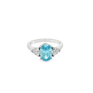 Qinglong Jewelry Custom 10K14K18K White Gold Synthetic Gemstones Classic Oval Cut 1ct Wedding & Party Fashion <b>Ring</b> for Women - Product Image 1