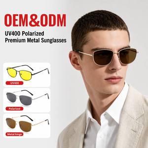 Sunray Small Batch Sample Personalized Rectangular Gold Metal Lightweight Durable Unisex TAC UV400 Polarized <b>Sunglasses</b> - Product Image 1