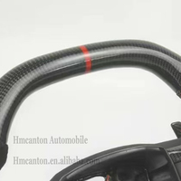 Volant de voiture en cuir de style sportif avec surpiqûres blanches, en fibre de carbone personnalisée en usine pour Ford Raptor F15