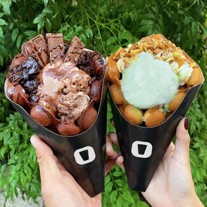 Soporte <span class=keywords><strong>de</strong></span> Papel Kraft Desechable Popular <span class=keywords><strong>de</strong></span> LOKYO, Tipo Caja con Impresión en Relieve, para <span class=keywords><strong>Conos</strong></span> Triangulares <span class=keywords><strong>de</strong></span> Crepas, Huevos, Helados y Waffles <span class=keywords><strong>de</strong></span> Burbuja - Product Image 3