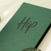 Menu en tissu de lin de haute qualité, personnalisable, pour restaurant haut de gamme, avec cordon en caoutchouc
