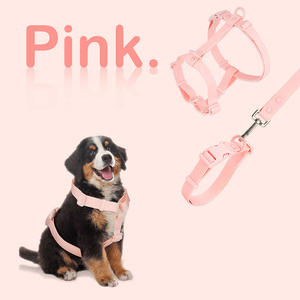 マカロンカラー防水PVCピンク襟リーシュとハーネスセットカラフルなプラスチックバックル犬用ハーネスセット - Product Image 5