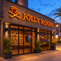 Lettres en relief 3D personnalisées avec éclairage frontal LED, logo orange doré illuminé pour la publicité de restaurant, bar, devanture de magasin