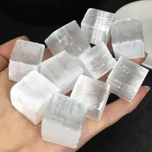 Best Price Natural Raw Rough White Crystals Healing Selenite Gravel Clear Gypsum Cube Tumbled For Decoration