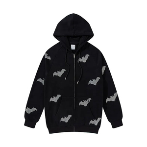 Sweat à capuche pour hommes de qualité supérieure élégant personnalisé 100% coton surdimensionné lavage à l'acide et conception de strass pour l'hiver - Product Image 5