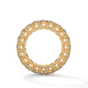 14K Gold Plated Moissanite Eternity Band Round Cut Diamond <b>Ring</b> Wedding Anniversary Jewelry - Product Image 3