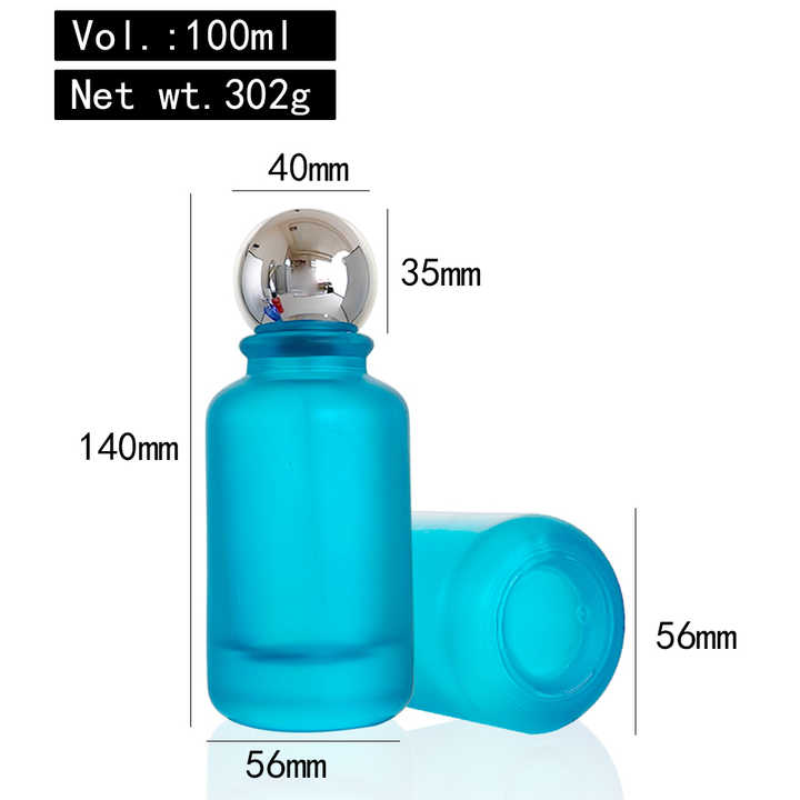 Custom Logo Blue Frosted 100ml Universal Spray Bottle with Pump Sprayer Flat Shape Complex Process-Perfume Gift Box Packaging