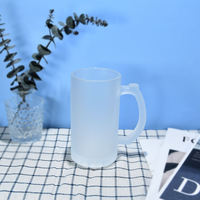 Mug à bière en verre givré transparent de 16 oz pour sublimation, avec poignée