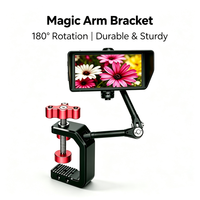 Support de bras magique réglable, double vis 1/4 ", support de caméra en alliage d'aluminium 180 °   Bras d'extension rotatif OEM ODM