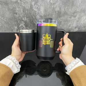 Vaso térmico blanco de 40 oz para sublimación con asa y pajita (vaso de 30 oz con vaso de almacenamiento de 10 oz para camping al aire libre) - Product Image 3