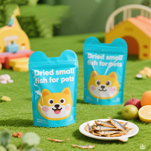 Pet gıda küçük kurutulmuş balık ambalaj poşetleri için şeffaf pencere ile özelleştirilmiş renkli parlak kaplama özel şekilli ayakta duran torba - Product Image 3