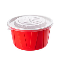 Boîte à lunch jetable en plastique PP, compatible micro-ondes, couvercle épais, sans danger pour les aliments, rouge et blanc, bol carré ondulé, 280 ml-3000 ml