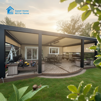 Pergola et tonnelle combinées Sweet Home, en aluminium, motorisées, avec toit rétractable à lames orientables et éclairage LED, imperméables, pour patio et jardin
