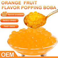 Boba Éclatante 2025 OEM aux Multiples Saveurs, Orange Miel Pêche, Sans Sucre, Perles de Jus Gélifiées Éclatantes pour Thé aux Perles et Petites Billes Bobas