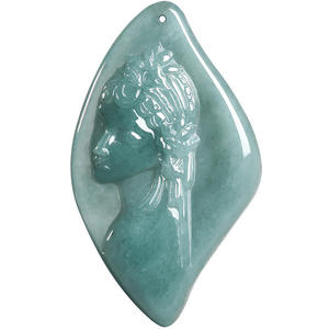 Pendentif en jadéite naturelle bleu eau de jade pour homme et femme, certificat d'évaluation, design original E059 - Product Image 5